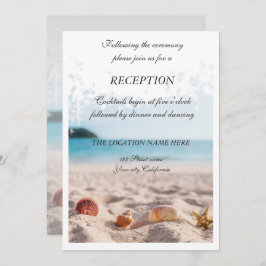Invitación Boda en la playa, arena, recepción de cascos