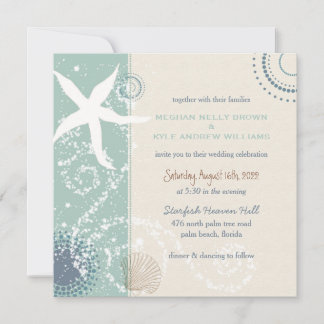 Invitación Boda en la playa azul de Dusky Jade gris