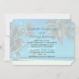 Invitación Boda en la Playa Blanca con Palmeras Tropicales