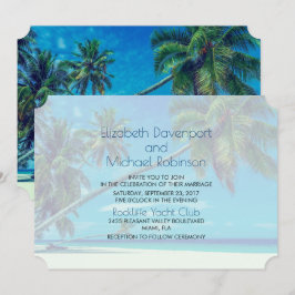 Invitación Boda en la Playa Blanca con Palmeras Tropicales