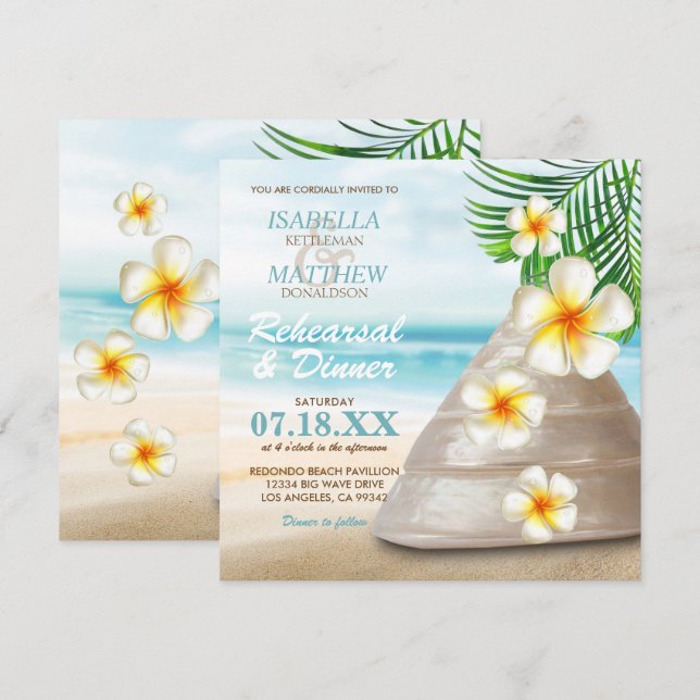 Invitación Boda en la playa | Cena de ensayo (Anverso / Reverso)