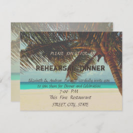 Invitación Boda en la playa, cena de ensayo en palmas