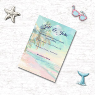 Invitación Boda en la playa con acuarela al atardecer  