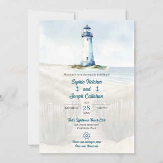 Invitación Boda en la playa con acuarela, boda elegante en la