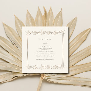 Invitación Boda en la playa con borde de conchas simples