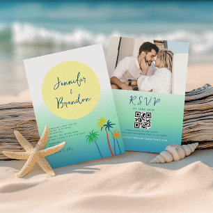 Invitación Boda en la Playa con Palmeras Tropicales