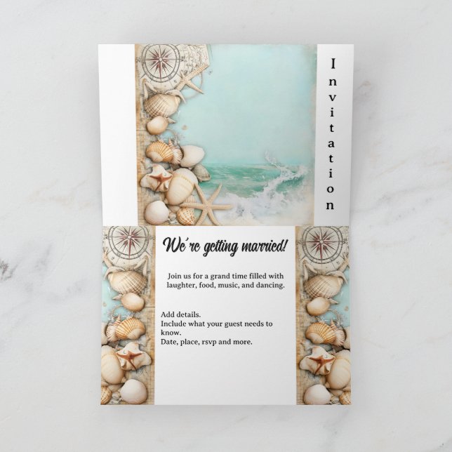 Invitación Boda en la playa conchas 3 (Interior)