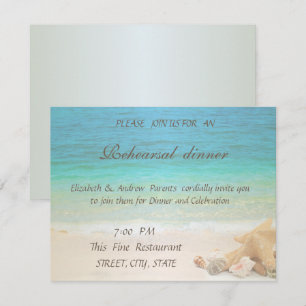 Invitación Boda en la Playa Conchas de Mar Cena de Ensayo
