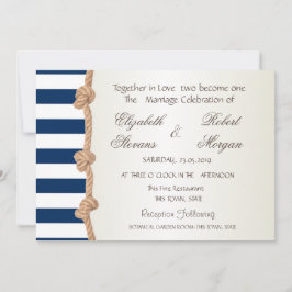 Invitación Boda en la Playa Cuerda Marina, Corazones, Rayas I