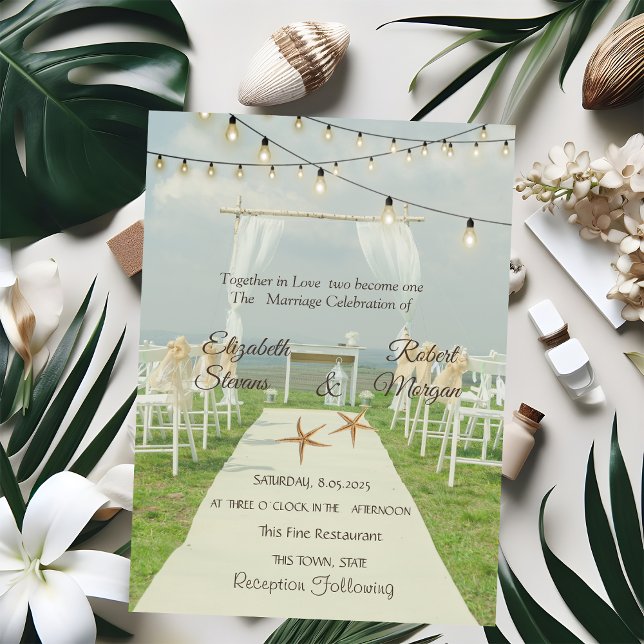 Invitación Boda en la playa de Arbor Estrellas de mar Luces d (Subido por el creador)