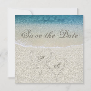 Invitación Boda en la playa de arena brillante, guárdala fech