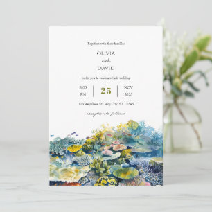 Invitación Boda en la playa de arrecife de coral con peces vi