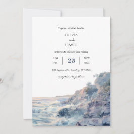 Invitación Boda en la playa de arte de la ondulación del sol
