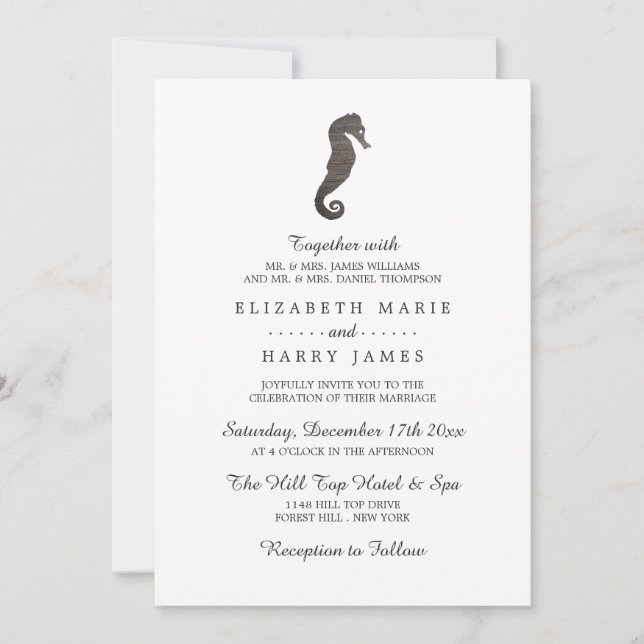 Invitación Boda en la playa de Clay Seahorse (Anverso)