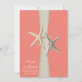 Invitación Boda en la playa de coral de la concha de langosta