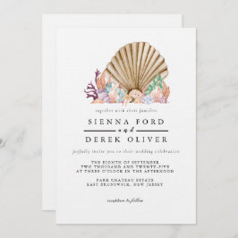 Invitación Boda en la playa de Coral & Seashell