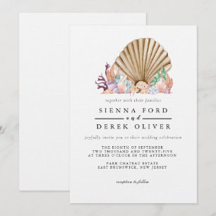 Invitación Boda en la playa de Coral & Seashell