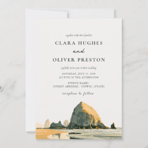 Invitación Boda en la playa de la costa de Oregón durante la 