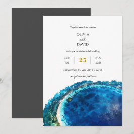 Invitación Boda en la playa de la isla del atolón tropical de