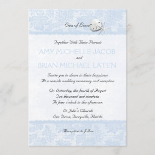 Invitación Boda en la playa de los cascos azules pálidos