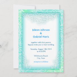 Invitación Boda en la playa de Lovely Seafoam Aqua Mint y Bla