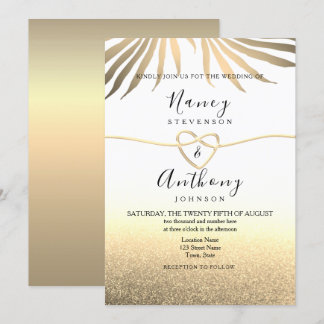 Invitación Boda en la playa de oro
