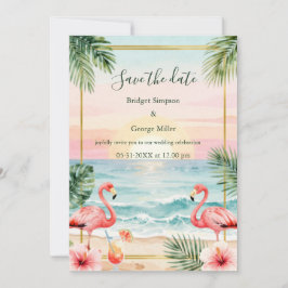 Invitación Boda en la playa de puesta de sol tropical guardar