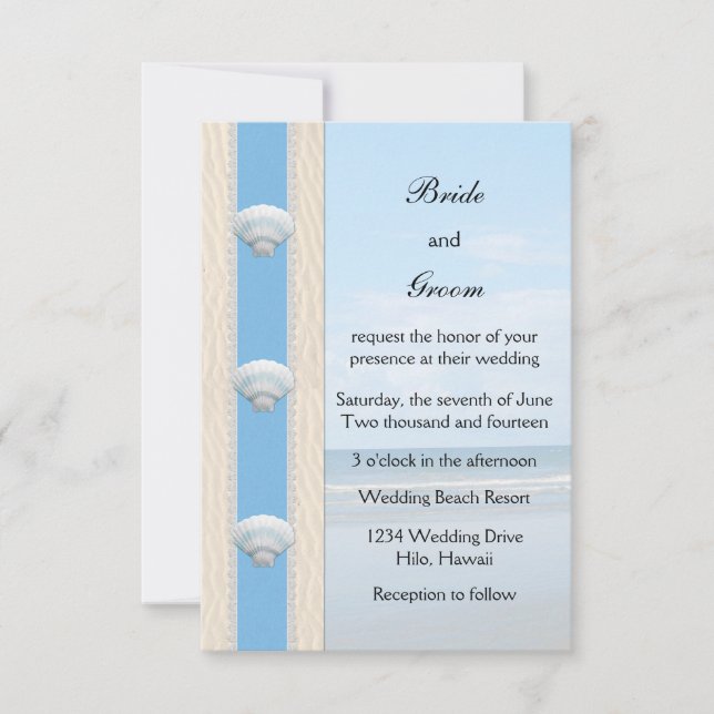 Invitación Boda en la playa de Seashell (Anverso)