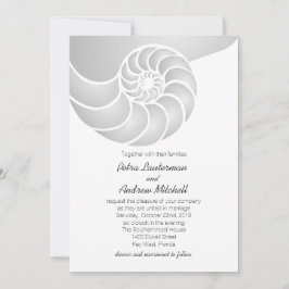 Invitación Boda en la playa de Silver Nautilus Shell