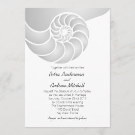 Invitación Boda en la playa de Silver Nautilus Shell