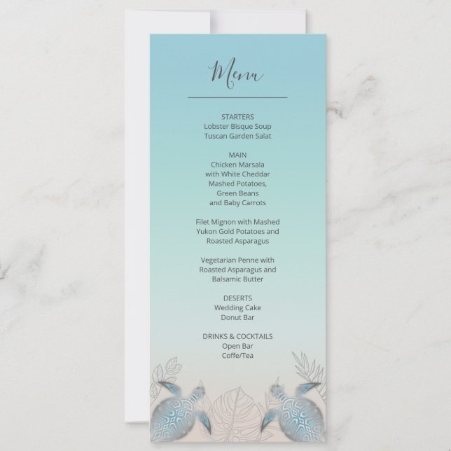 Invitación Boda en la playa de tortugas marinas de plata (Anverso)