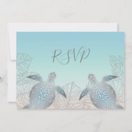 Invitación Boda en la playa de tortugas marinas plateadas y t