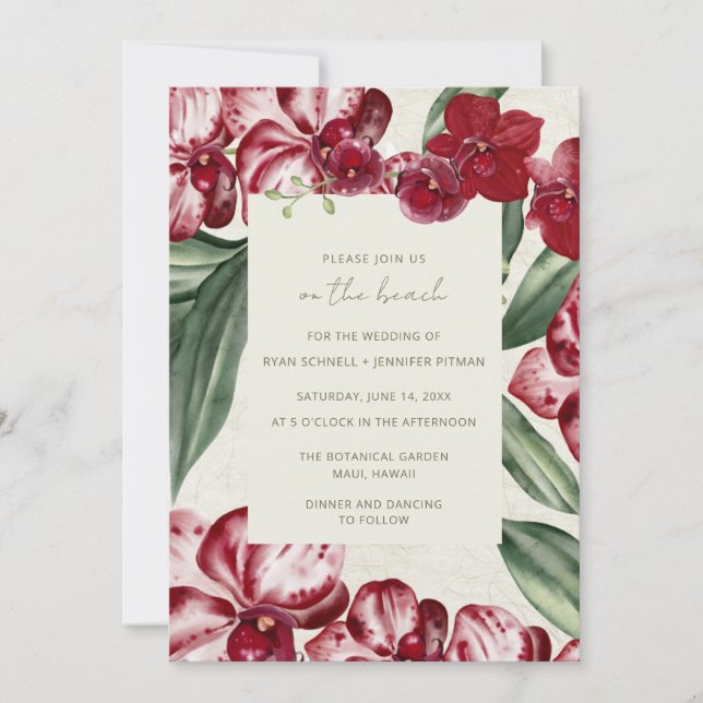 Invitación Boda en la playa de una isla tropical elegante (Anverso)