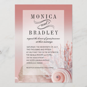 Invitación Boda en la playa de Vellum Rosa de Rubor