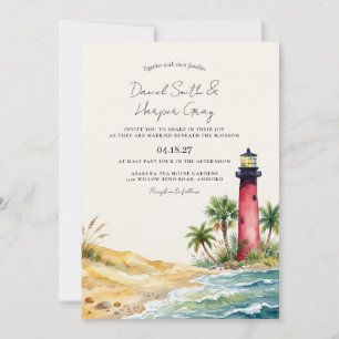 Invitación Boda en la playa del faro de Júpiter Florida