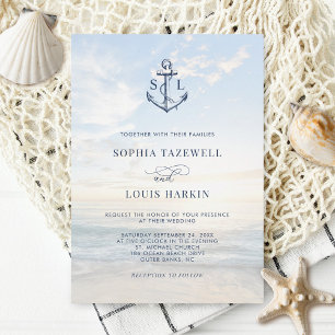 Invitación Boda en la playa del monograma náutico