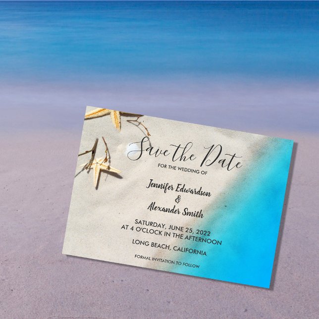 Invitación Boda en la playa del océano tropical Save the Date (Tropical ocean beach wedding Save the Date card.)