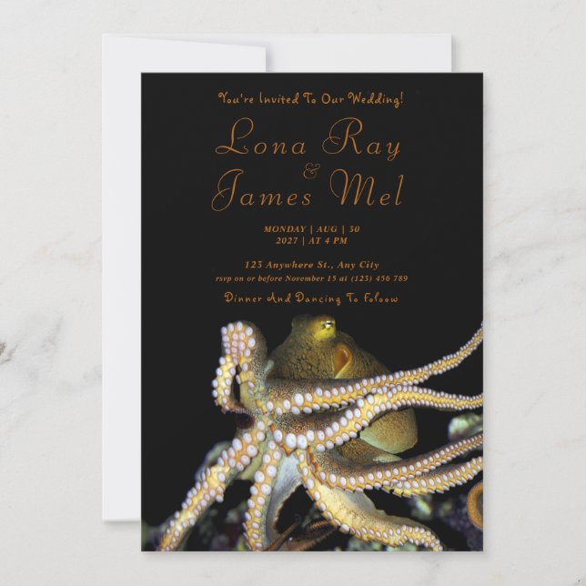 Invitación Boda en la playa del Octopus del Océano Profundo (Anverso)