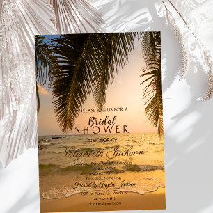Invitación Boda en la Playa, Ducha de Novia Puesta de Sol con