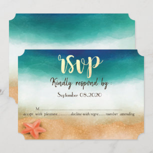 Invitación Boda en la Playa, Estrella de Mar RSVP