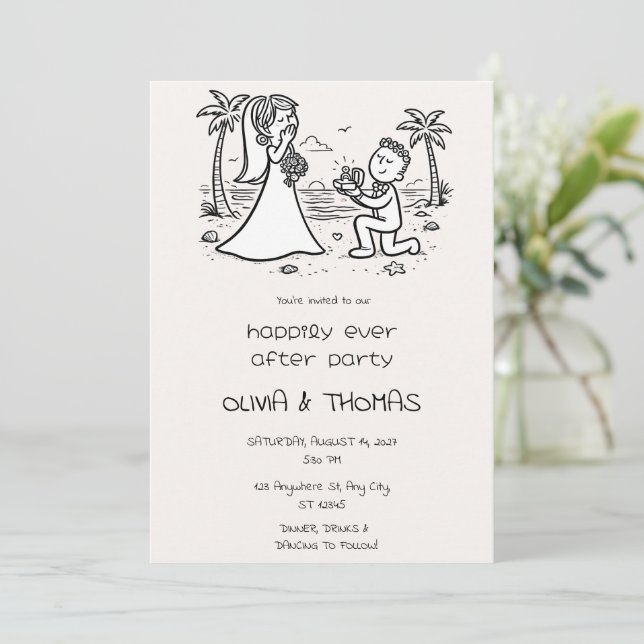 Invitación Boda en la playa Felices para Siempre (Anverso de pie)