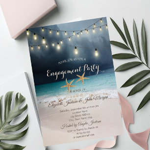 Invitación Boda en la Playa, Luces de Cadenas de Estrellas Ma
