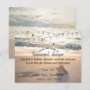 Invitación Boda en la Playa, Luces de Conchas para la Cena de