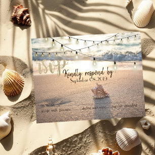 Invitación Boda en la playa, luces de cuerda con caracolas RS