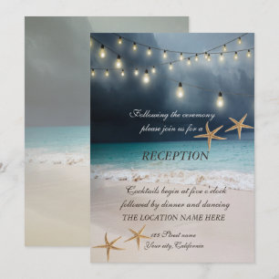 Invitación Boda en la playa, luces de cuerda de estrellas de 