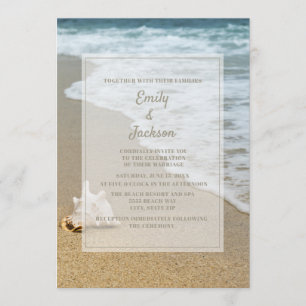 Invitación Boda en la playa océano concha de mar arena
