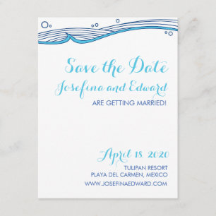 Invitación Boda en la Playa Olas del Ocano Salva la Fecha
