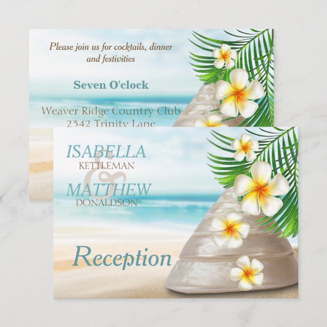 Invitación Boda en la playa para el Sr. y Sra. | Recepción (Anverso / Reverso)