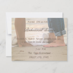 Invitación Boda en la Playa,Pies   Cena de Ensayo