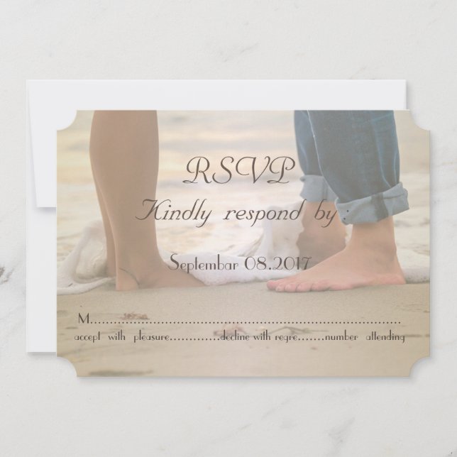 Invitación Boda en la playa, pies RSVP (Anverso)